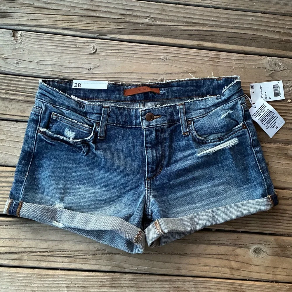 New Joe’s Jeans Gessa Size 28 Distressed Short Blue Denim Shorts NWT - Picture 2 of 9